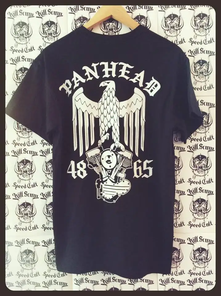 Panhead Engine & Imperial Eagle Shirt Rear Graphic Biker Heads Chopper Biker