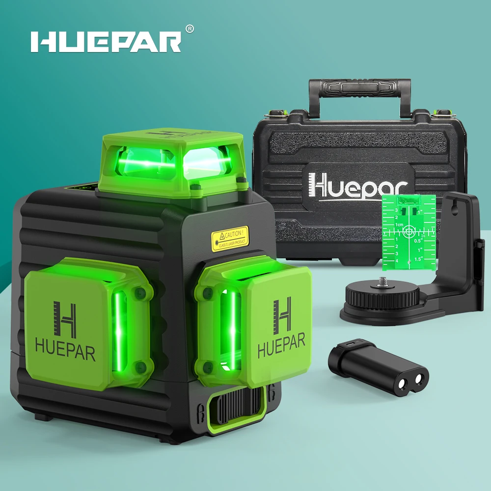 Livello Laser Huepar 12 Linee Linee Verdi 3D Linee Trasversali Orizzontali E Verticali Con Strumenti Laser Autolivellanti Automatici A 360 °