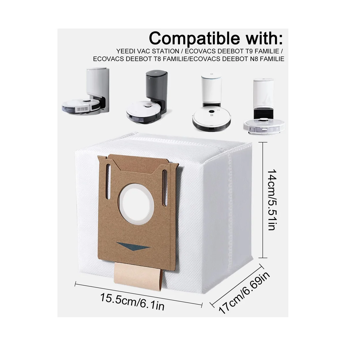 Sacchetti Per La Polvere Da 12 Pezzi Per Ecovacs Deebot N8/N8 Pro/N8 Pro Plus/N8 Pro Care, T9/T9 +/T9 Aivi, Yeedi Vac 2 Pro/Vac Max/Vac