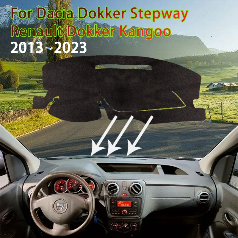 Per Dacia Dokker Stepway Renault Dokker 2013 ~ 2023 Auto Cruscotto Copertura Parasole Antiscivolo Tappetino Cuscino Accessori Auto