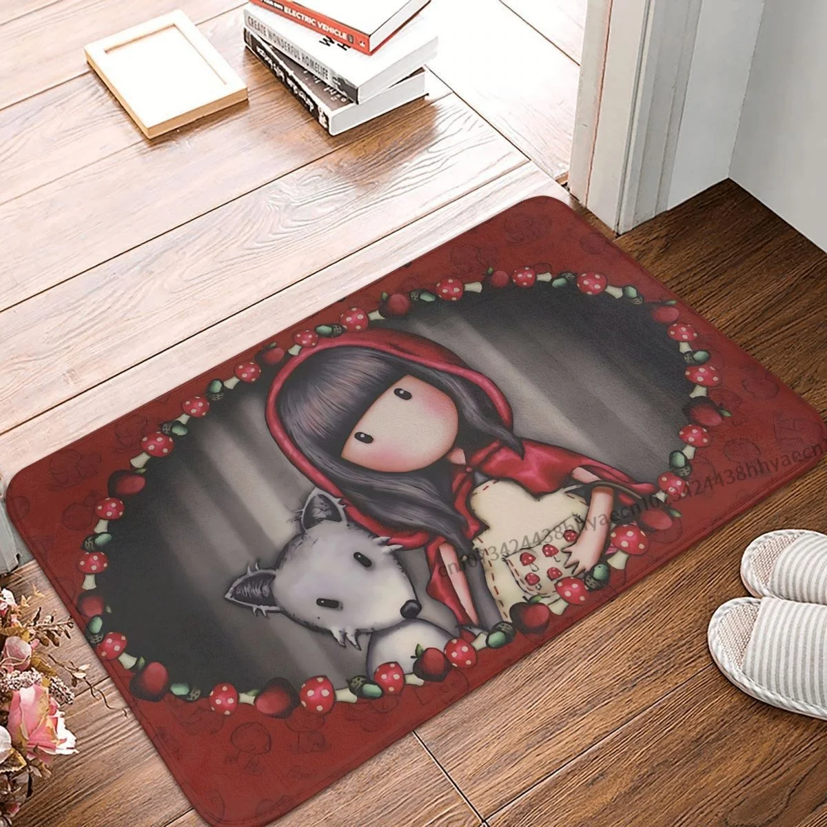 Santoro Gorjuss Manga Cute Girl Bagno Tappeto Antiscivolo Little Red Girl Flanella Mat Benvenuto Zerbino Home Decor Tappeto
