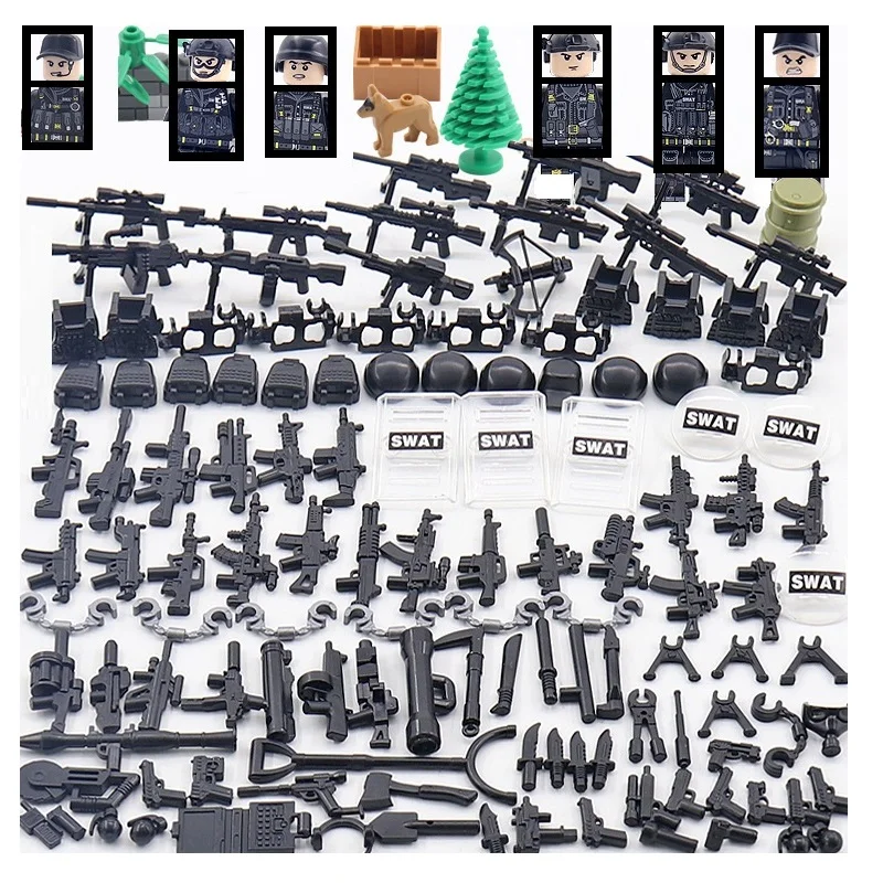 Armi Militari Commando Forze Speciali City Police Soldier Army Moc Accessori Building Blocks Figure Mini Giocattoli Per Bambini