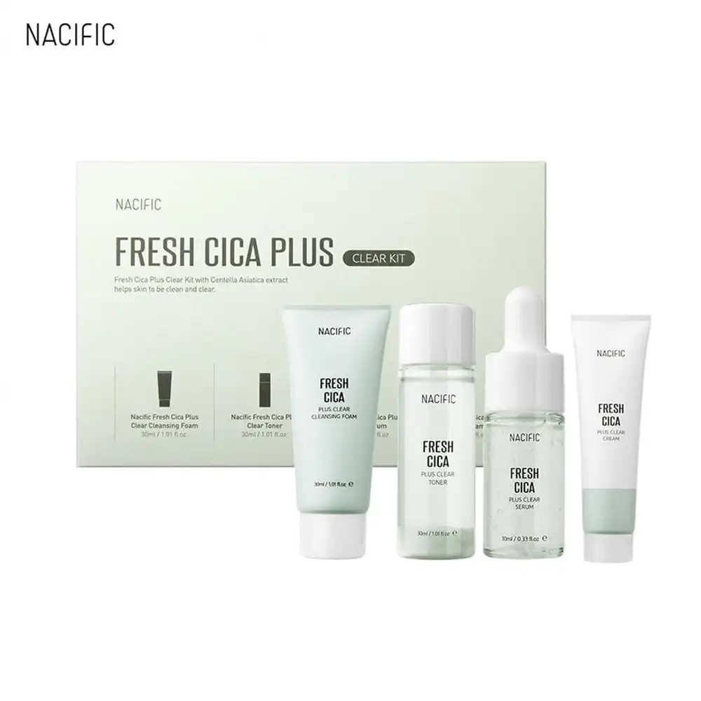 Nacido Fresh Cica Plus Clear Kit (Schiuma Detergente 30Ml + Toner 30Ml + Siero 10Ml + Crema 20Ml) Bellezza A Base Di Erbe Cura Della Pelle Coreana