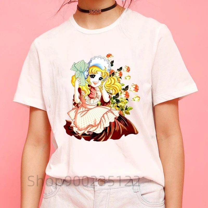 Kawaii Candy Candy Anime Summer Top Tshirt Femen Print Y2K T Shirt Grunge Anime Manga T Shirt Top Tees Graphic Estetica