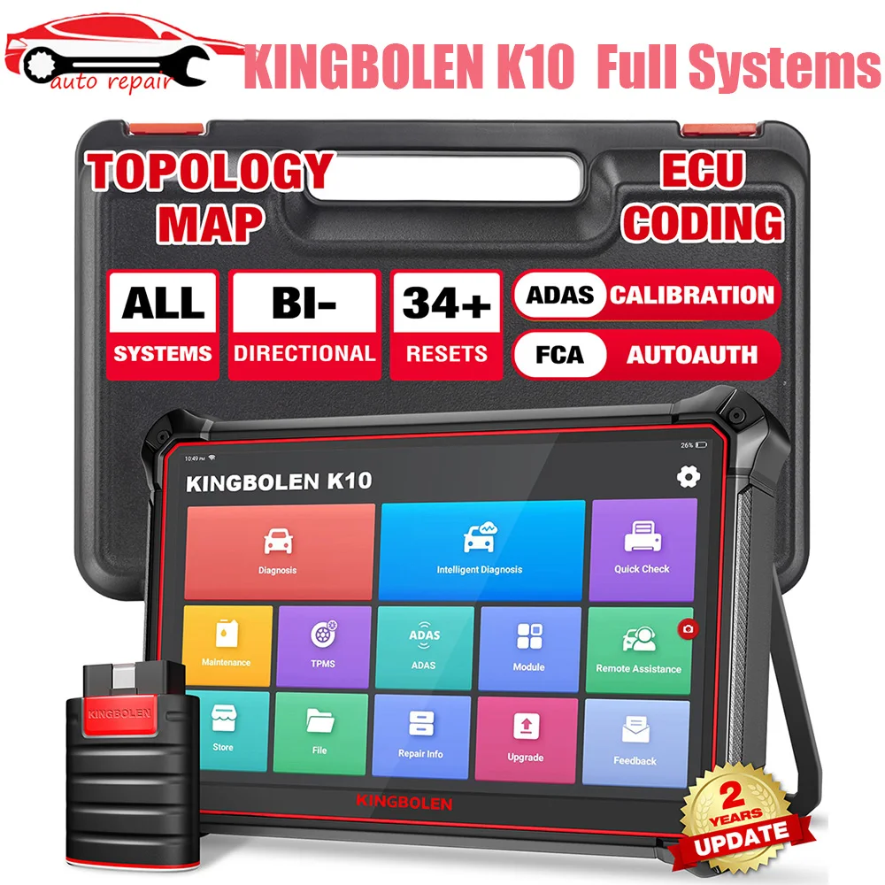 Kingbolen K10 Scanner Bidirezionale Full Systems Diagnostic Scan Tool, 34 Reset Ecu Coding, Autoautoth Per Fca Sgw 2 Anni Di Aggiornamento