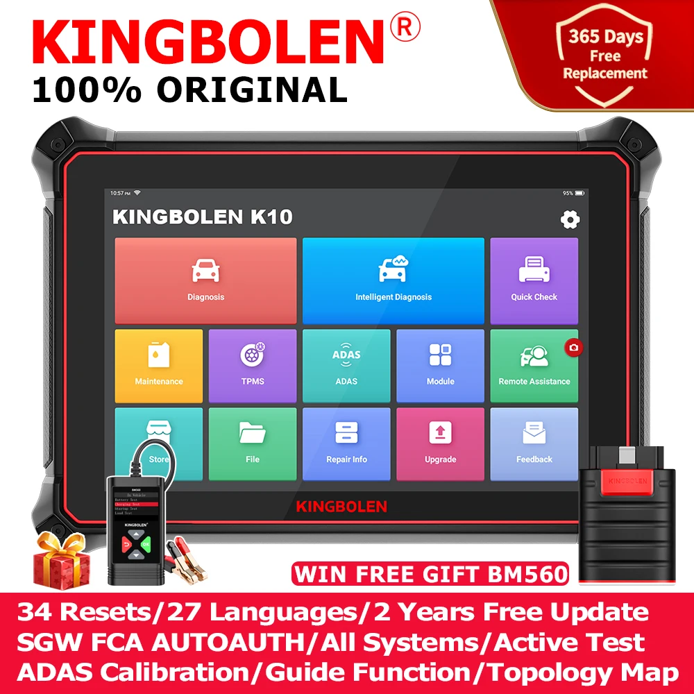 Kingbolen K10 Tutti I Sistemi Strumento Diagnostico Per Auto 34 Reset Scanner Obd2 Codifica Ecu Test Attivo Calibrazione Adas Guida Mappa Topologica