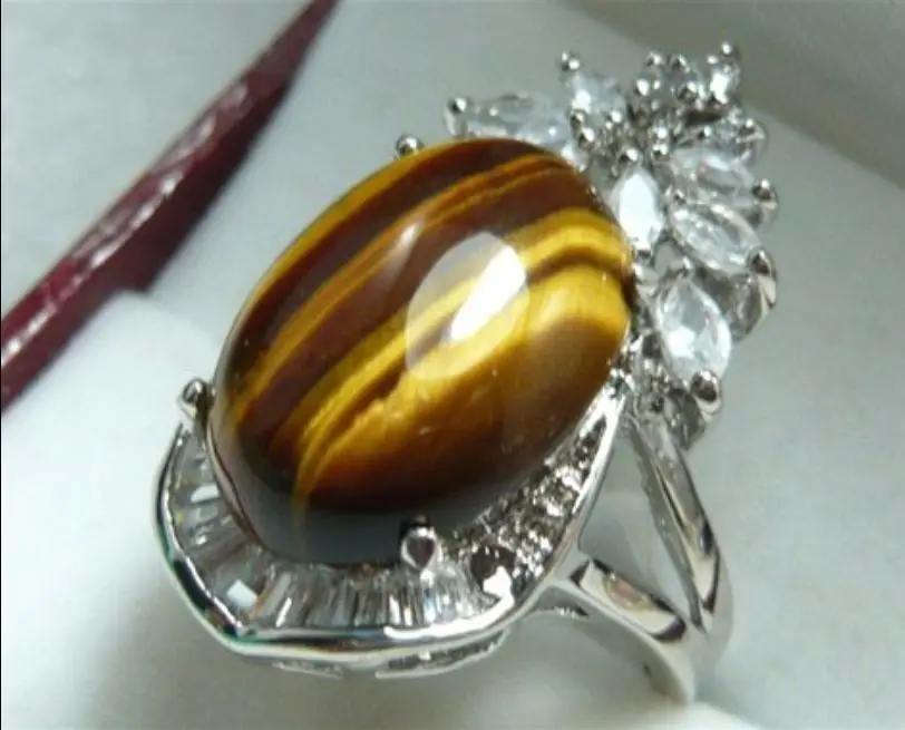 Lgante Oeil De Tigre Pierre Anelli Da Donna Da Uomo Anello Fiore #7,8,