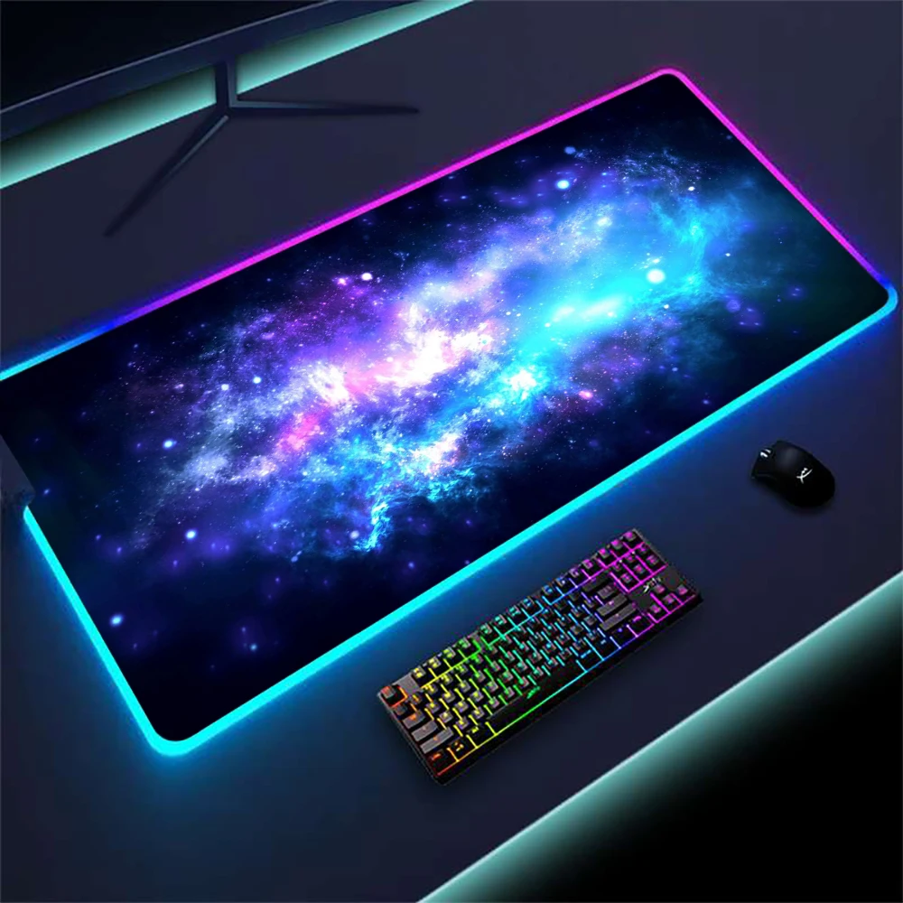 Tappetini Per Mouse A Led Tappetino Per Mouse Rgb Xxl Universe Gamer Mousepad Starfield Accessori Da Gioco Tappetino Galaxy 1200X600 Con Retroillumina