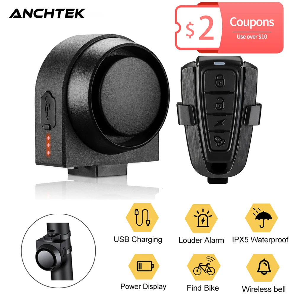 Anchtek Allarme Moto Wireless Allarme Vibrazione Bicicletta Ricarica Usb Telecomando Antifurto Moto Bike Sistema Di Allarme Di Sicurezza