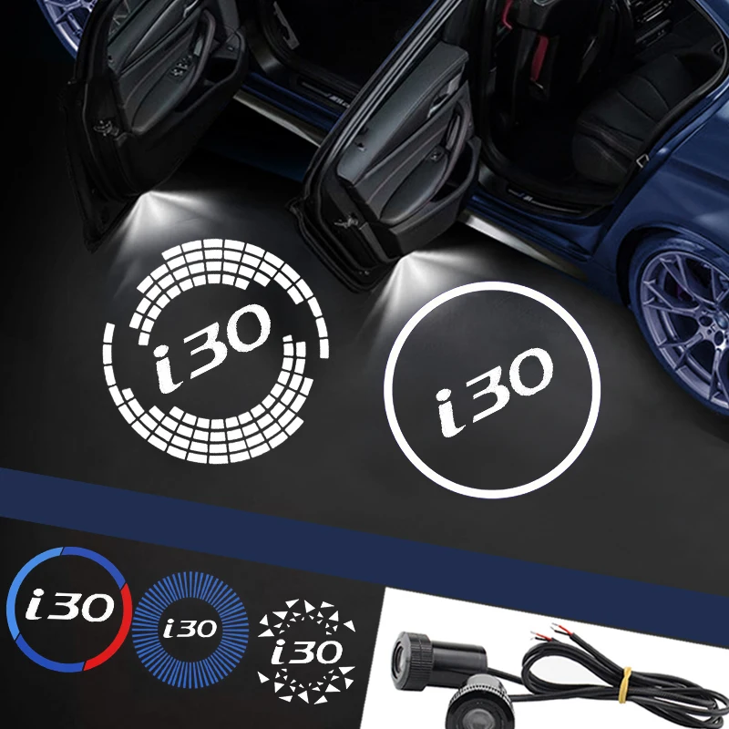 2Pcs Universal Car Door Led Proiettore Luci Personalizzate Per Hyundai I30 Logo Welcome Lamp Car Door Welcome Lights Accessori