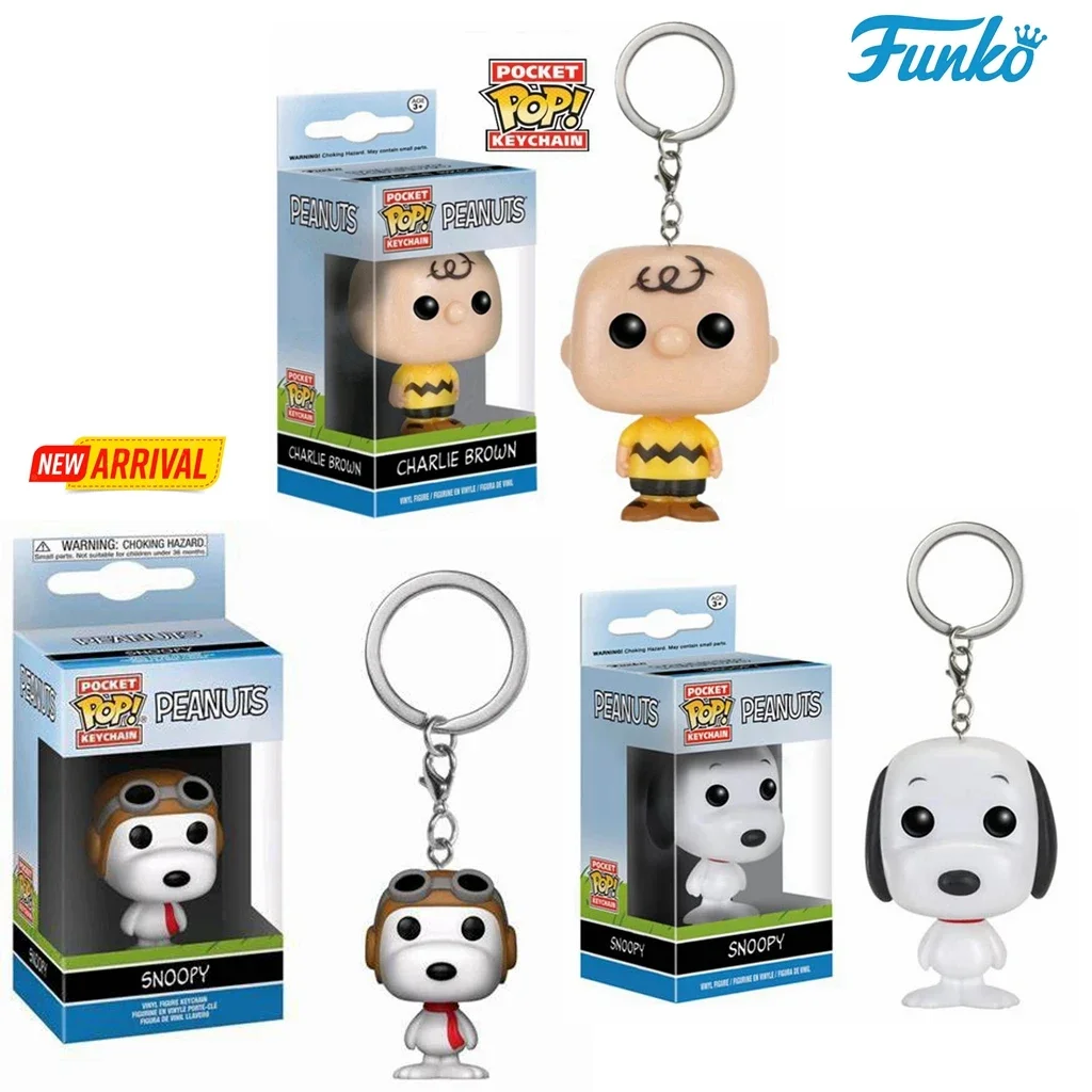 Funko Pop Nuovo Portachiavi Giocattolo Arachidi Charlie Brown Snoopy Toy Figure Pocket Pop Portachiavi Carino Ciondoli Da Collezione Modello Giocattol