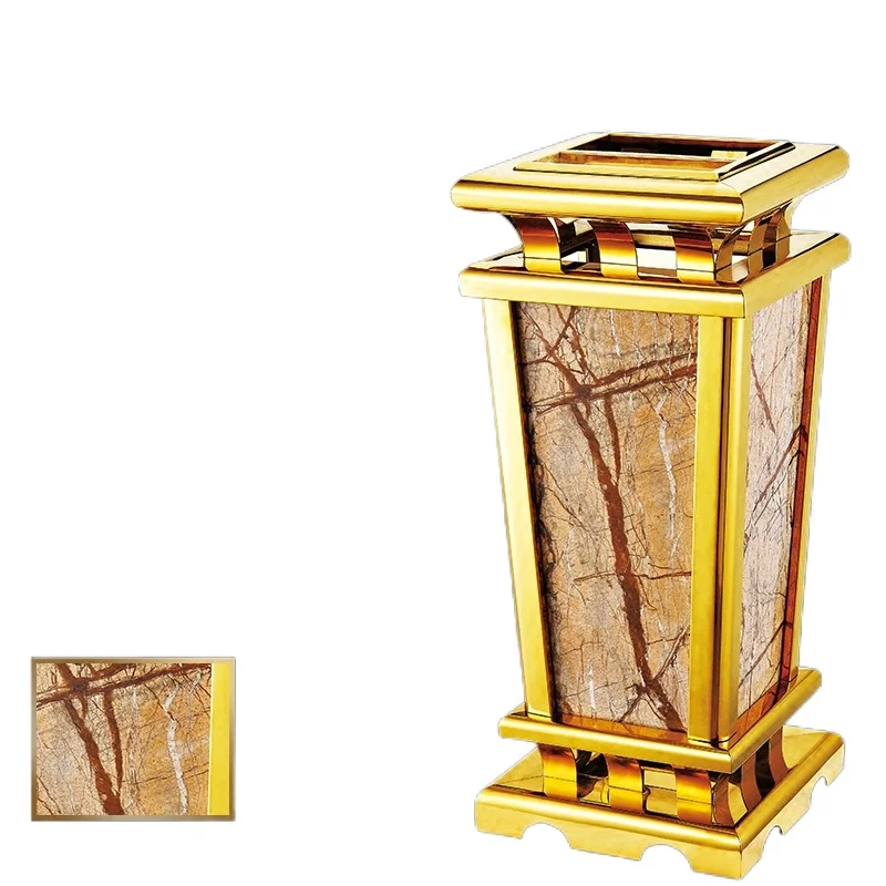Cubo De Basura De Acero Inoxidable Para Hotel, Papelera Con Cenicero, Entrada De Ascensor, Sin Tapacd