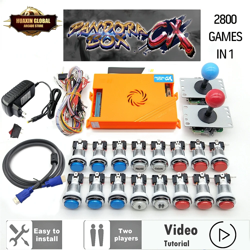 2800 In 1 Arcade Kit Pandora Box Cx Happ Pulsanti Arcade Mame 5 Pin 8 Vie Joystick Arcade Pandora Box Cx Kit 4 Giocatori Pandora