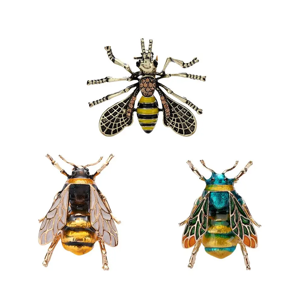 Delicato Cristallo Strass Gioielli Uomo Donna Anima Smalto Bumblebee Spille Ape Insetto Pin Metallo