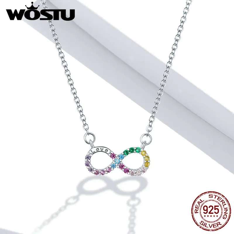 100% 925 Sterling Silver Infinity Amore Infinito Collana Per Le Donne Regalo Di Nozze Wostu Infinity Collana Di Amore Del Regalo Dei Monili Fin402