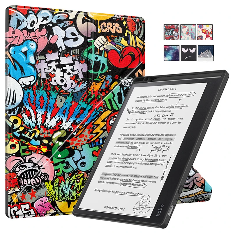 Funda Per Kobo Elipsa 2E Custodia Con Portapenne Custodia In Pelle Verniciata Moda Per Kobo Elipsa 2E 2023 Custodia Auto Wake / Sleep