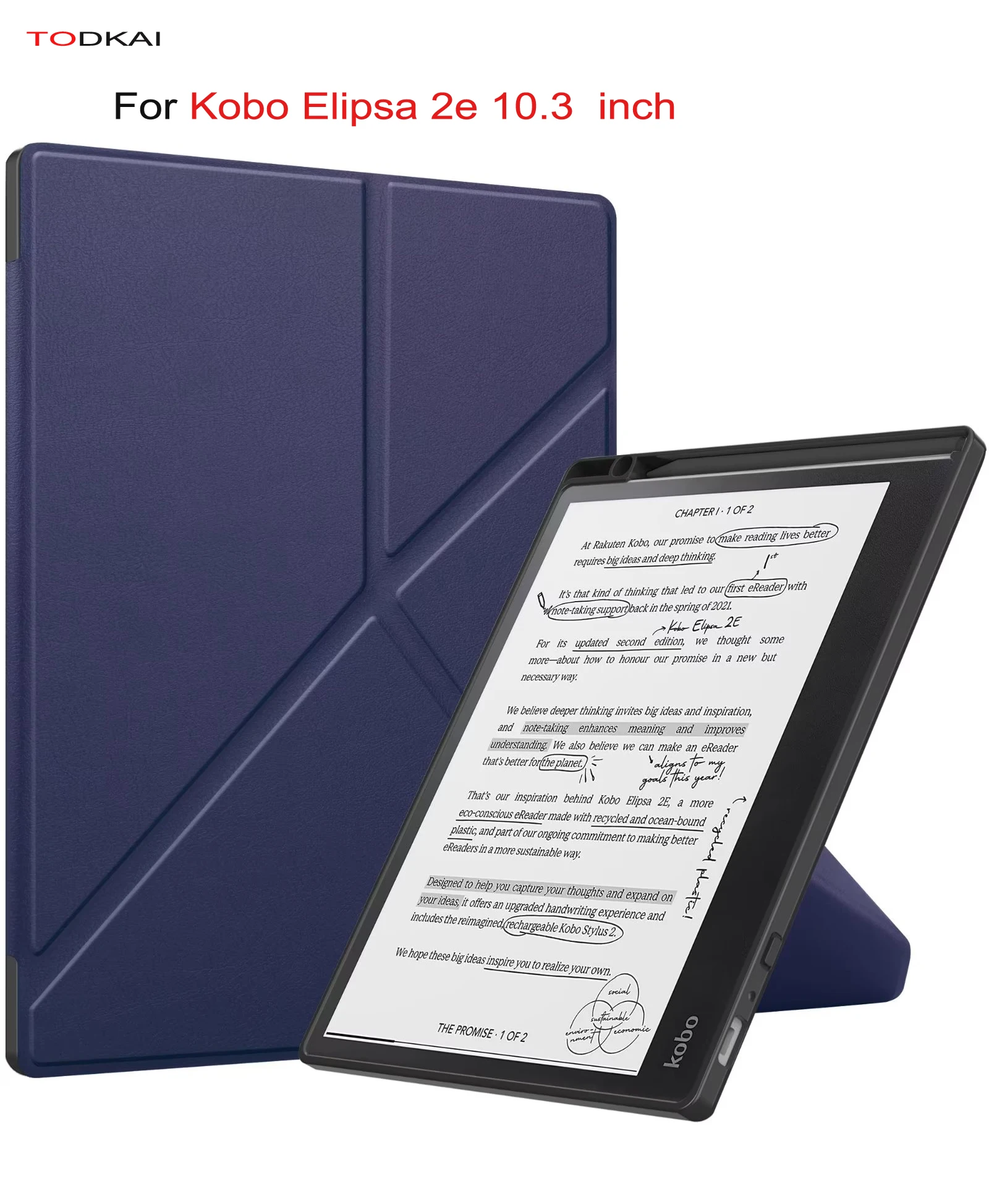 Per Kobo Elipsa 2E Custodia 10.3 "Multi-Folding Stand Soft Silicon Back Smart Case Funda Per Kobo Elipsa 2E Cover Con Portamatite