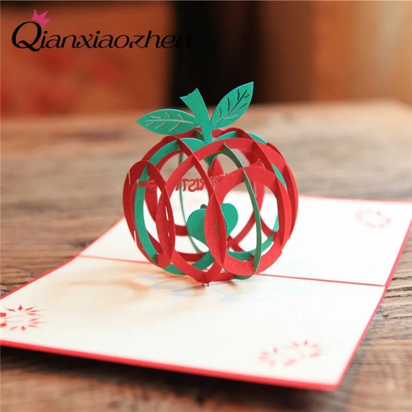 Qianxiaozhen 3D Christmas Cards Apple Merry Christmas Cards Gift Card Decorazione Natalizia (Con Buste Gratuite)