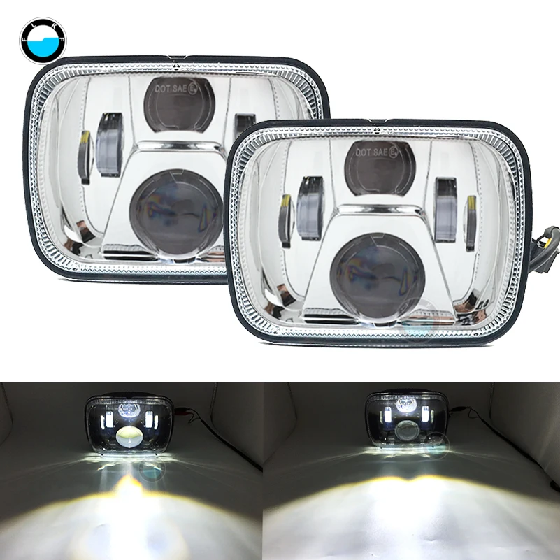 Coppia 5X7 Led Faro Rettangolare 6X7 Pollici 55W Luci Di Guida A Led H4 Alte/Basse Per Tacoma Pickup Dodge Ram Ford F250 E350.