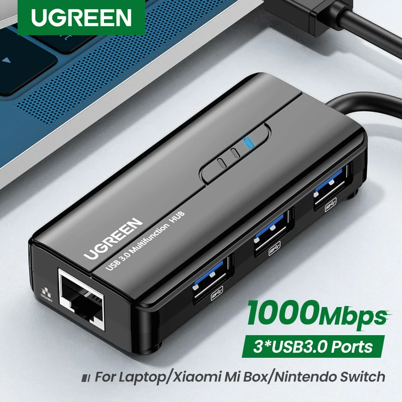 Ugreen Usb3.0 Ethernet Adapter 1000Mbps Usb Rj45 Usb Hub Per Laptop Xiaomi Mi Box S/3 Windows Ethernet Hub Usb Lan Network Card