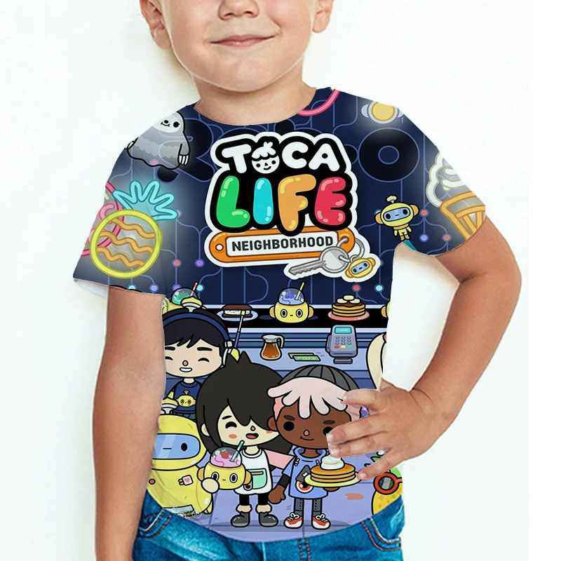 Cartoon Toca Life World Magliette Bambini Magliette Casual Estate Ragazzi Ragazze Magliette Bambini Magliette Magliette Magliette Creative