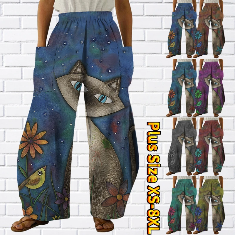 2023 Estate Moda Donna Pantaloni Pieni Pantaloni Tascabili Pantaloni Retrò Nuovo Design Pantaloni Sportivi Stampati Pantaloni Casual Moda Xs-8Xl