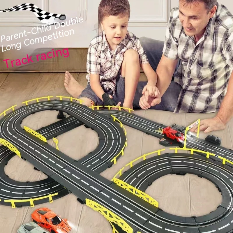 Electric Rail Car 1/43 Car Racing Track Toy Autorama Circuit Voiture Electric Railway Slot Race Double Remote Control Car Toy