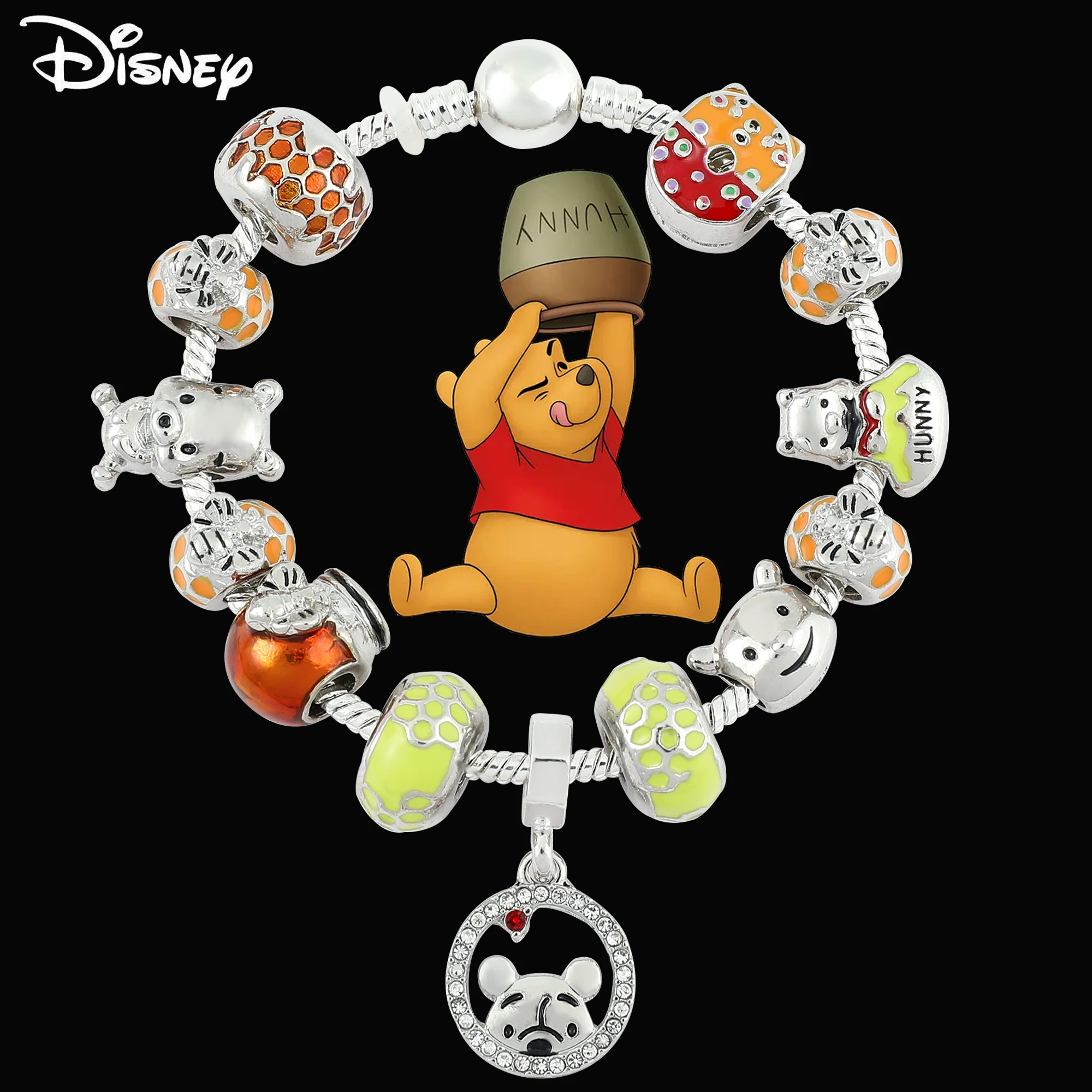 Pooh Winnie Bear Charms Bracciale Pulsera Pandora Disney Braccialetto Di Perline Cartoon Metal Bead Chain Jewelry Regalo Di Natale Per Amico