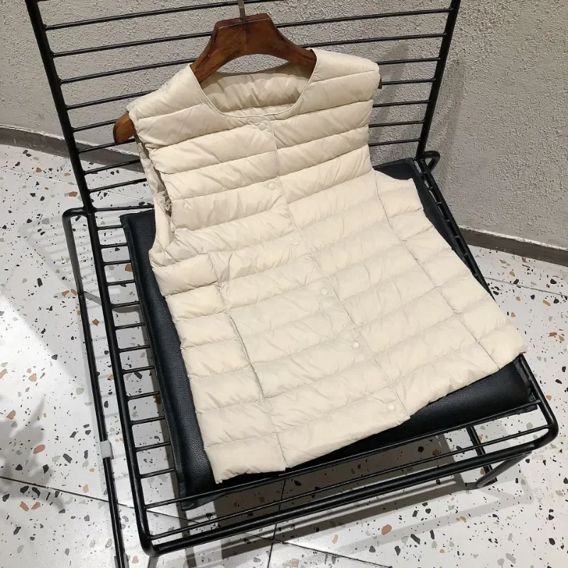 2023 Nuove Donne Piumino Senza Maniche Primavera Inverno Donna 90% Piumino D'Anatra Bianco Ultra Leggero Packable Warm Down Liner Vest