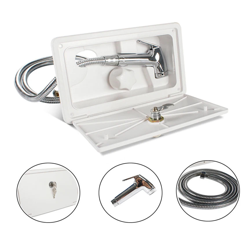 Kit Box Doccia Esterno Rv Soffione Doccia Volume Acqua Regolabile Caldo E Freddo Regolabile Con Serratura Accessori Camper Caravan