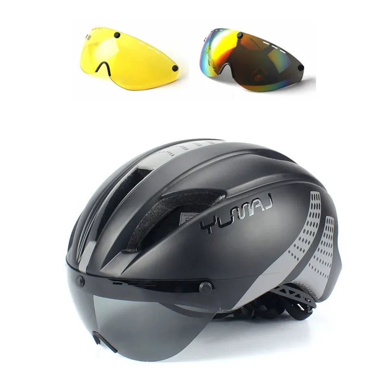 Yumaj Bicycl Casco Bici Cronometro Uomo Donna 3 Lenti Ciclo Casco Fibbia Magnetica Casco Da Equitazione Casco Da Bici Strada Casco Ciclismo