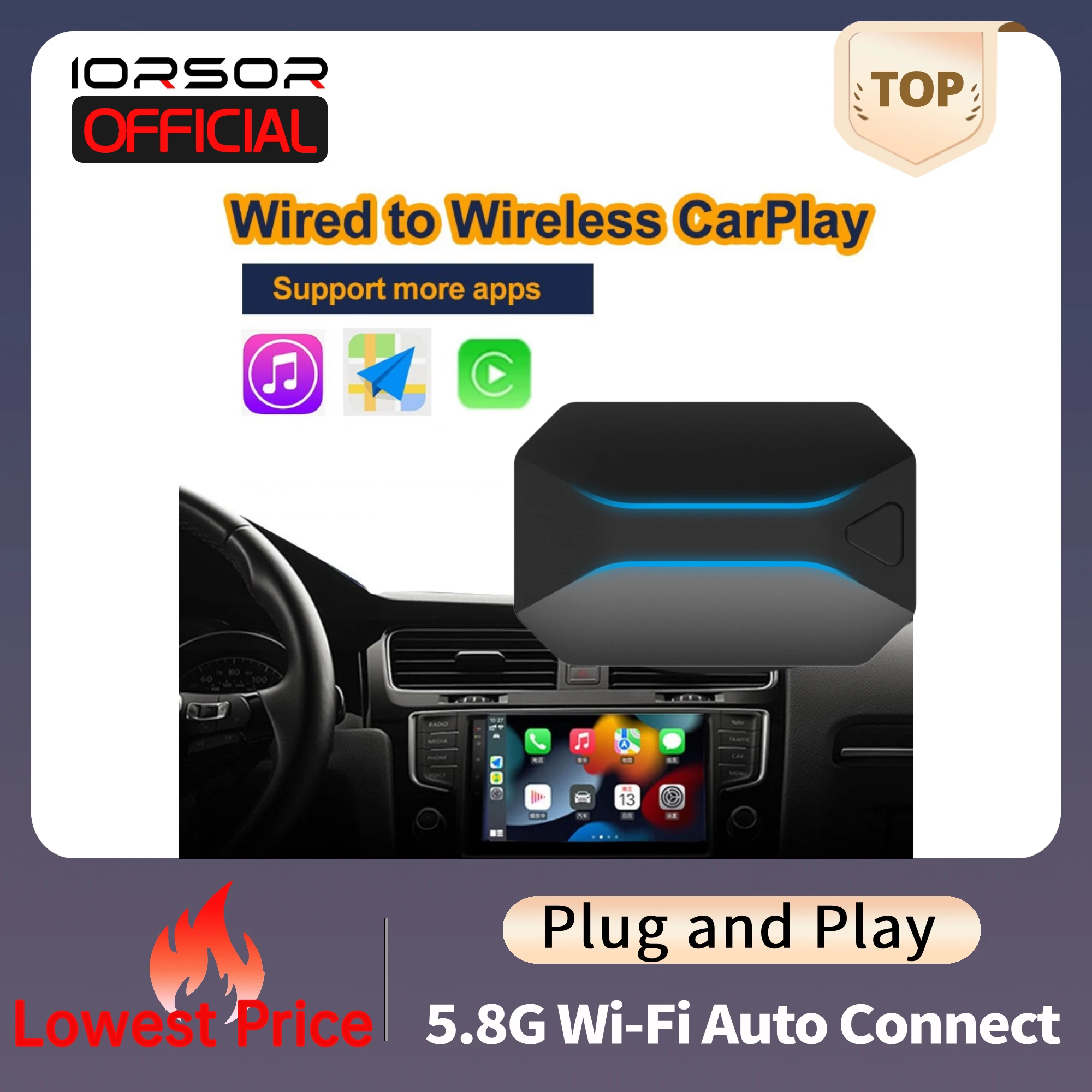 Apple Carplay Adattatore Wireless Car Play Inalambrico Para Coche Mini Ai Box Sans Fil Dongle Smart Boitier Adaptador Wifi Player