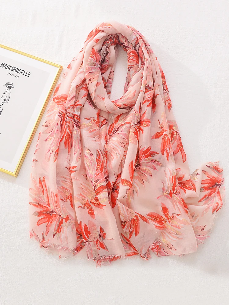 Cotton Linen Hijab Femme Women Sweet Print Mujer Sparkly Beach Wrap Silk Scarf Shawls Wild Bandana Muffler Scarve Bufanda Stoles