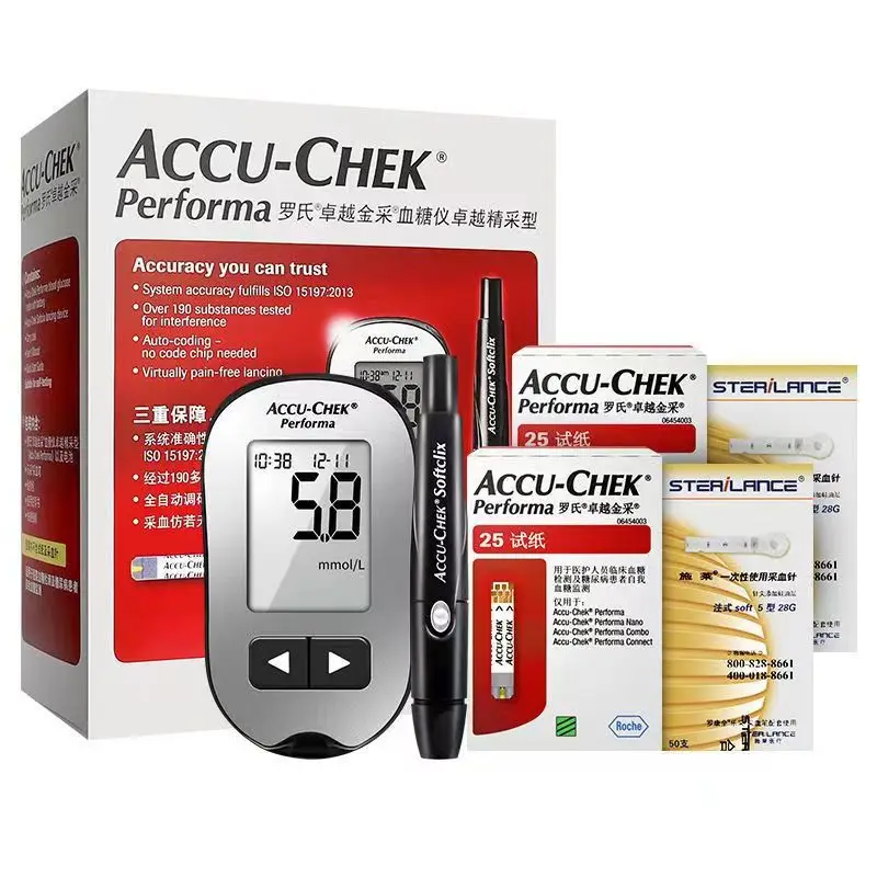 (Exp: Massimo) Accu Chek Glucosio Strisce Reattive E Lancette Set Monitor Misuratore Di Glucosio Nel Sangue Kit Di Test Glucometro Accu Chek