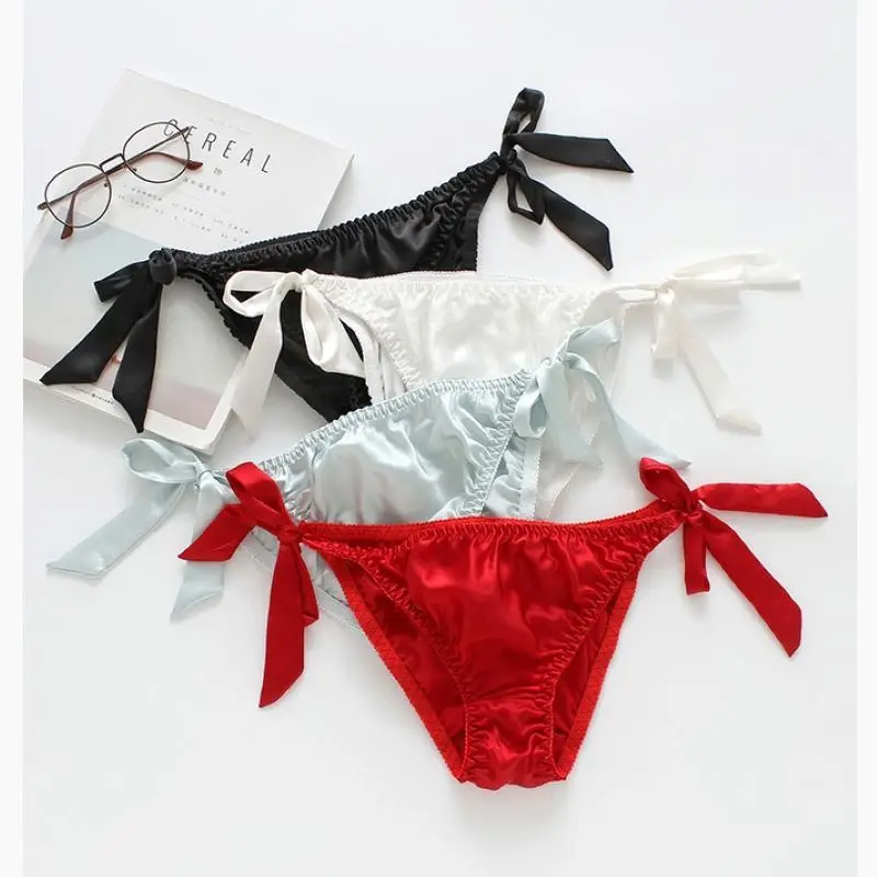 Bikini Moda Donna Con Biancheria Intima Stringata 100% Seta Di Gelso Intimo Donna Allacciato Seta Plus Size