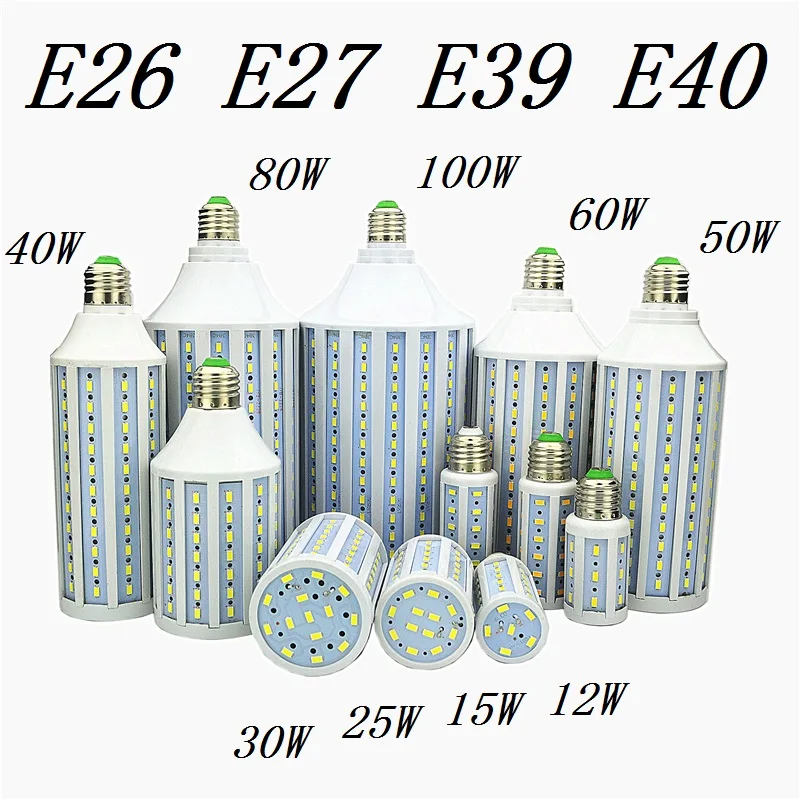 Lampada Della Lampadina Led E27 E26 E39 E40 5730 Cereale Spot Light 12 W 15 W 25 W 30 W 40 W 50 W 60 W 80 W 100 W Lampada 110 V 220 V Freddo Bianco Ca