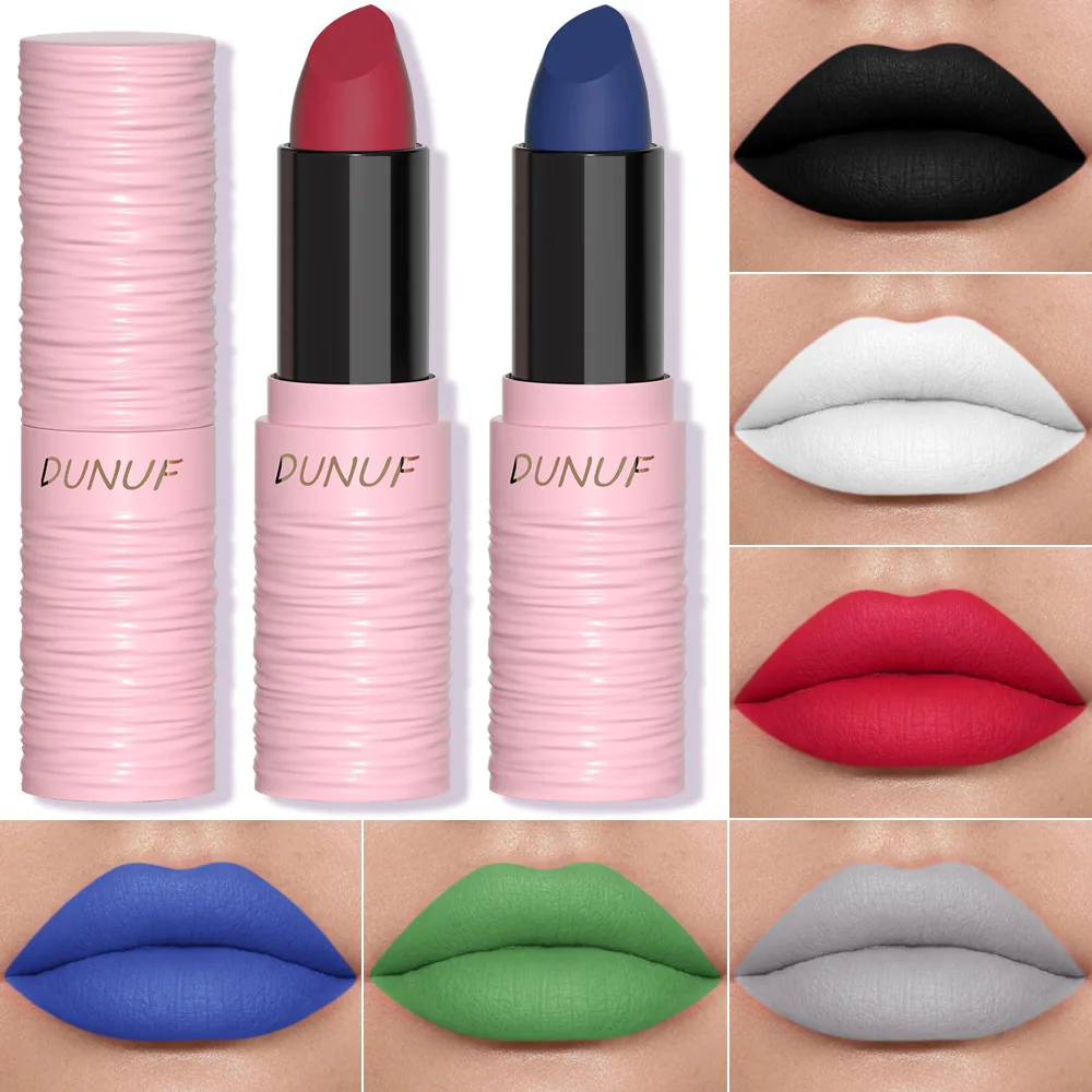 Rossetto Bianco Nero Opaco Pigmento Duraturo Verde Viola Rossetto In Velluto Impermeabile Natale Halloween Party Lip Makeup Cosmetic