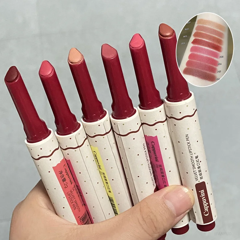 New Matte Lipstick Pen Waterproof Velvet Nude Lipstick Pencil Sexy Red Lip Liner Pen Makeup Lasting Lip Tint Lip Mud Cosmetics