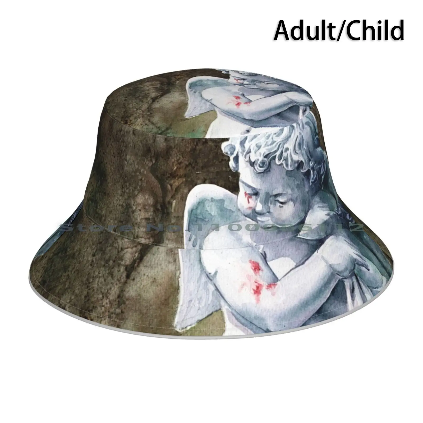 Cimitero Angelo Cappello Da Pescatore Berretto Da Sole Cimitero Statua Di Marmo Sangue Bianco Cimitero Scultura Acquerello Gothicart Gothicstyle