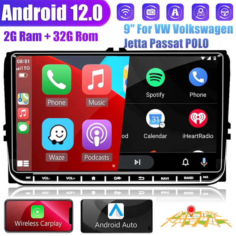 Nuova Radio Android 2 Din Multimedia Car Player Per Vw / Volkswagen Skoda Octavia Golf 5 6 Touran Passat B6 Polo Jetta Coche