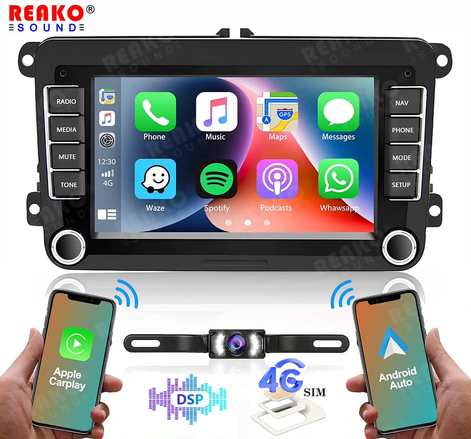 Reakosound 2 Din Android Autoradio Gps Per Vw / Volkswagen Skoda Octavia Golf 5 6 Touran Passat B6 Polo Jetta 2 Din Radio Player
