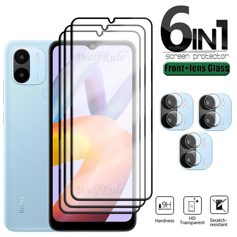 6-In-1 Per Redmi A2 Plus Glass Per Xiaomi Redmi A2 Plus Full Cover 9H Phone Film Screen Protector Redmi A 2 A2 Plus Lens Glass