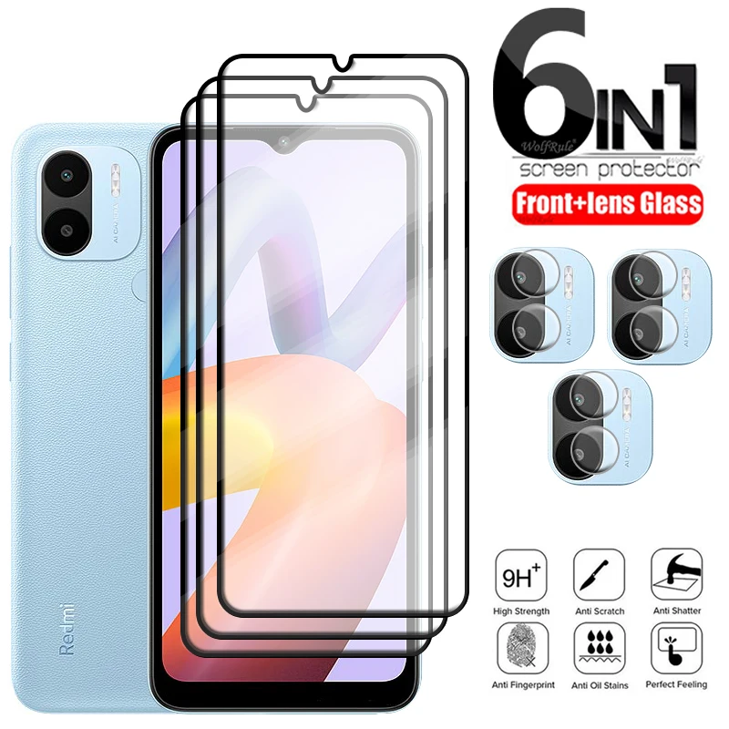 6-In-1 Per Xiaomi Redmi A2 Plus Glass Per Redmi A2 Plus Full Cover 9H Phone Film Screen Protector Per Redmi A2 Plus Lens Glass