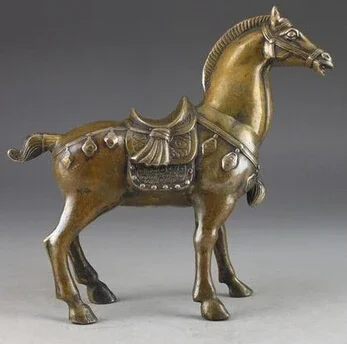 Rame Ottone Artigianato Cinese Decor Asian Cobre Bronze Artesanato 6.8 Polegada/Da China Rare Cobre Antigo Manual Martelo Cavalo