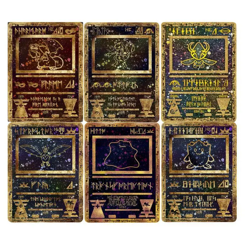 Pokemon Ptcg Self Made Ancient Slate Fossil Series Flat Card Charizard Ditto Mewtwo Anime Collection Cards Toys Regali Fai Da Te