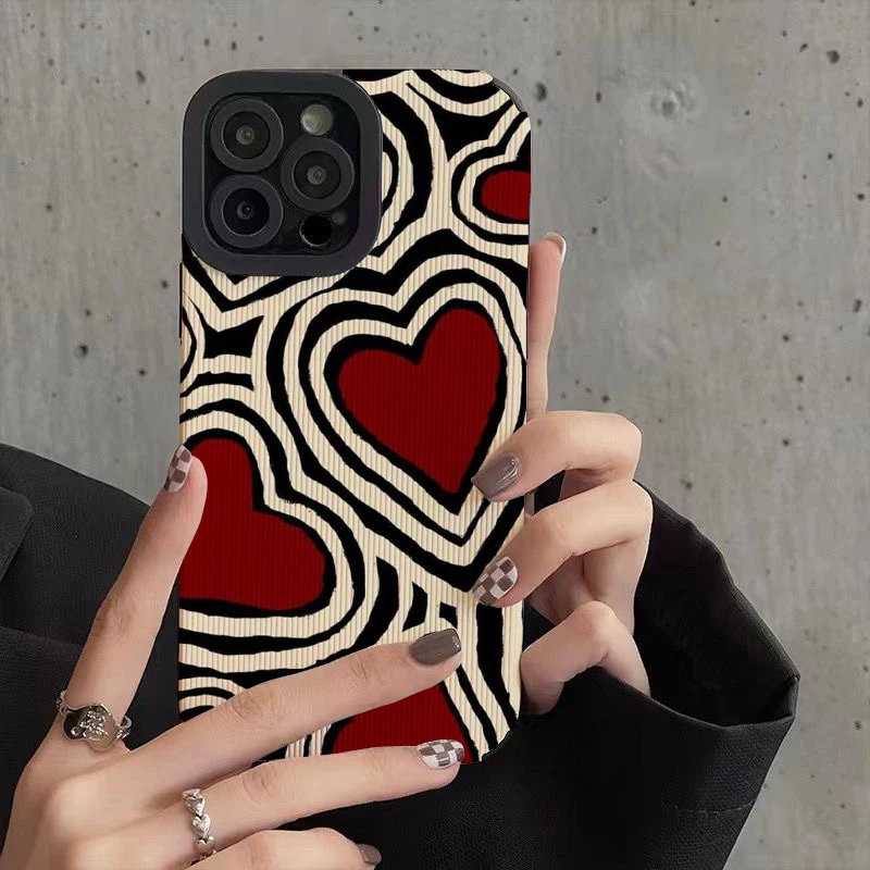 Custodia Per Telefono Con Cuori Romantici O Iphone 14 12 11 13 15 Pro Max 14 Pro X Xr Xs Max 8 7 14 Plus Se 12 13 Mini Cover Protettiva Per Fotocamera
