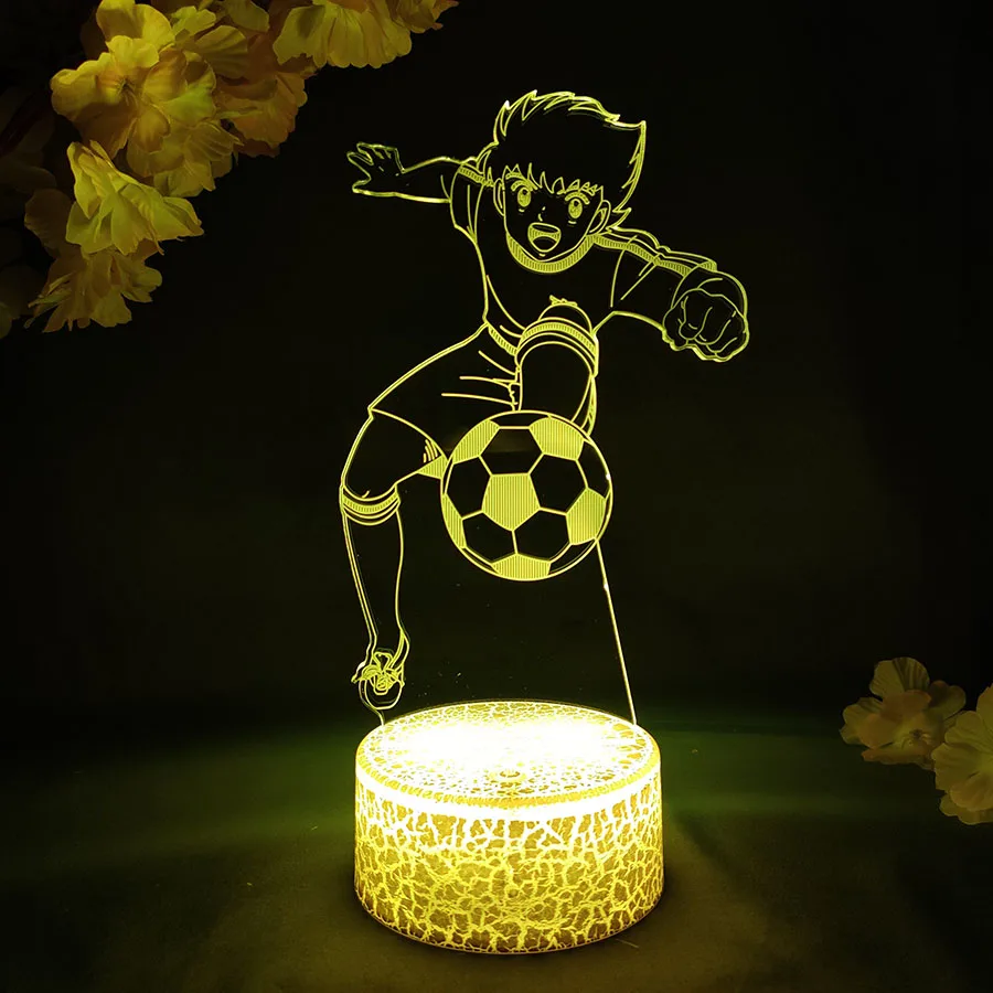 3D Manga Led Lamp Anime Captain Tsubasa Colorful Nightlight Home Kids Bedroom Decor Lights Fan Di Calcio Regalo Di Compleanno