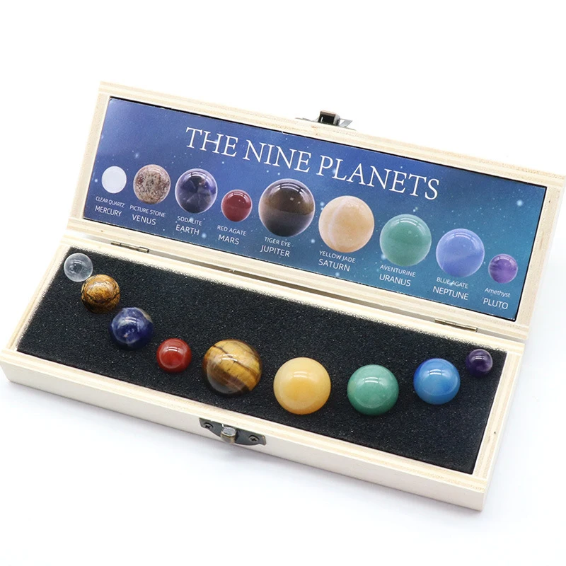 Cristallo Naturale 8 9 Pianeti Ball Solar Sun System Rock Quartz Stones Beads Healing Reiki Chakra Energy Sphere Galaxy Model Globe