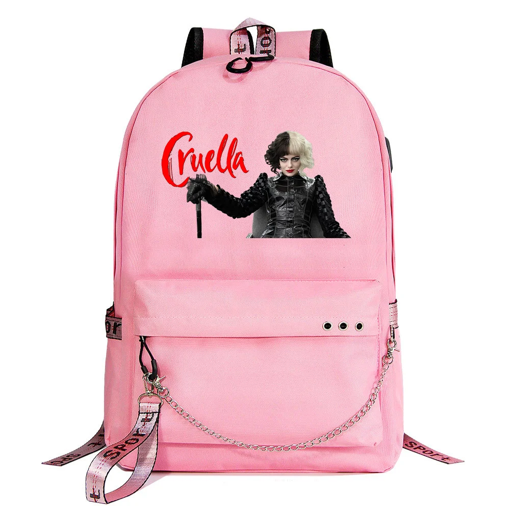 Disney Movie Cruella De Vil Zaino Usb Borsa Da Scuola Zaino Per Laptop Zaino Da Viaggio Per Donna Zaino Da Viaggio Zaino A Catena Mochilas