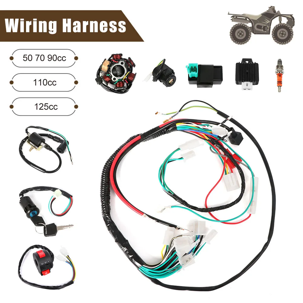 Cablaggio Quad Adatto Per 50Cc 70Cc 90Cc 110Cc 125Cc 250Cc Avviamento Elettrico Cinese Magneto Volano Statore Quad Cablaggio